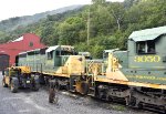 A group of the Reading & Northern SD40-2 locomotives resting at the Port Clinton Shops